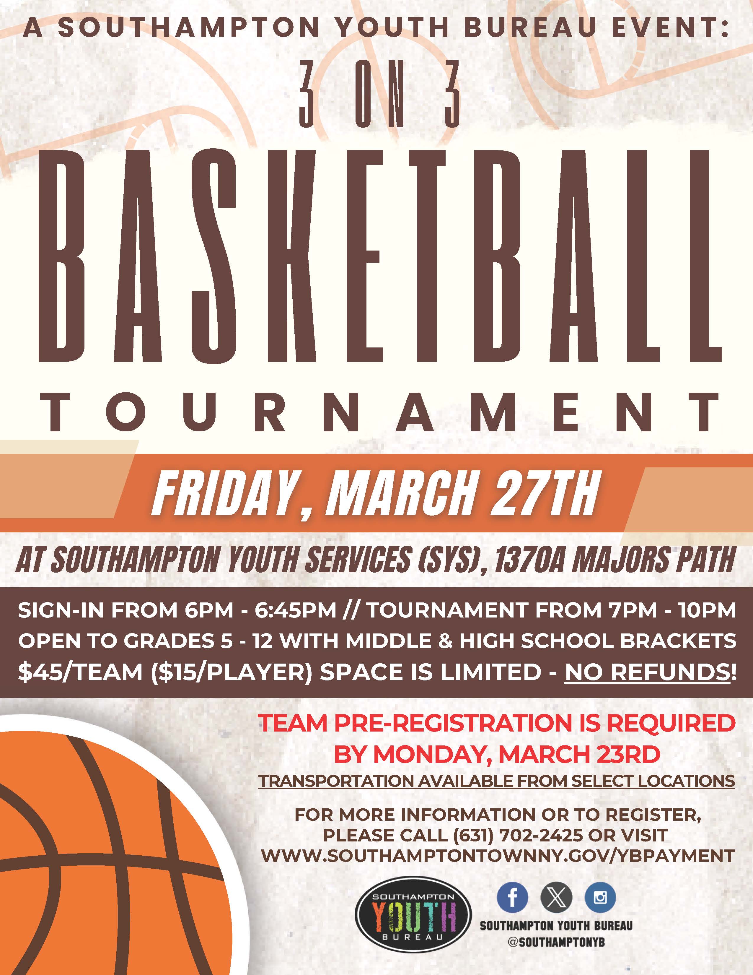 3 on 3 Basketball Tournament Flyer